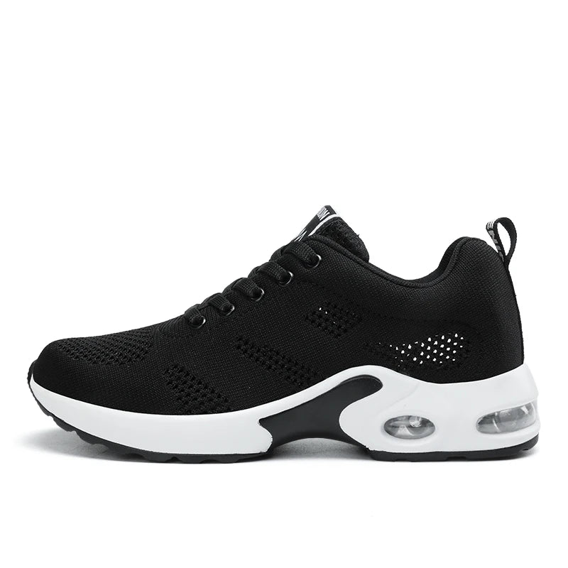 Sneakers da donna alla moda, leggere, scarpe da corsa, scarpe sportive per attività all’aperto, scarpe da corsa comode in rete traspirante, con cuscinetto d’aria e allacciatura con lacci
