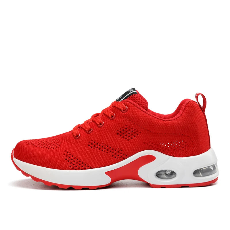 Sneakers da donna alla moda, leggere, scarpe da corsa, scarpe sportive per attività all’aperto, scarpe da corsa comode in rete traspirante, con cuscinetto d’aria e allacciatura con lacci