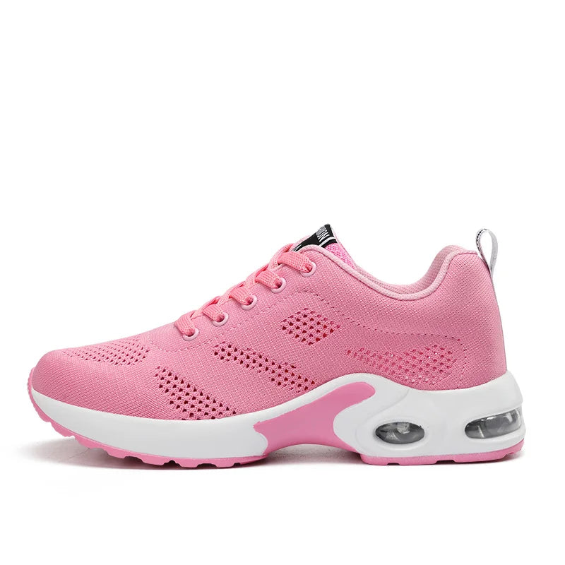 Sneakers da donna alla moda, leggere, scarpe da corsa, scarpe sportive per attività all’aperto, scarpe da corsa comode in rete traspirante, con cuscinetto d’aria e allacciatura con lacci