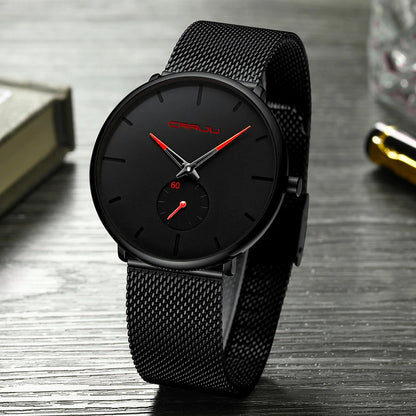 Orologio da uomo CRRJU – Orologio al quarzo di lusso, stile casual, sottile, con bracciale a maglia in acciaio, impermeabile e sportivo.