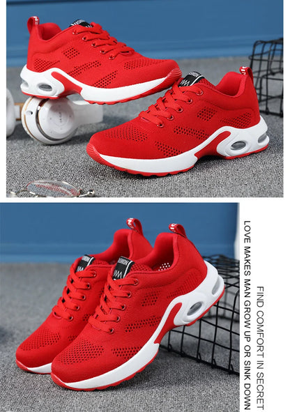 Sneakers da donna alla moda, leggere, scarpe da corsa, scarpe sportive per attività all’aperto, scarpe da corsa comode in rete traspirante, con cuscinetto d’aria e allacciatura con lacci