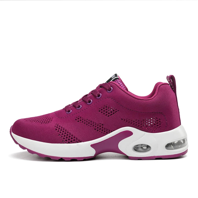 Sneakers da donna alla moda, leggere, scarpe da corsa, scarpe sportive per attività all’aperto, scarpe da corsa comode in rete traspirante, con cuscinetto d’aria e allacciatura con lacci