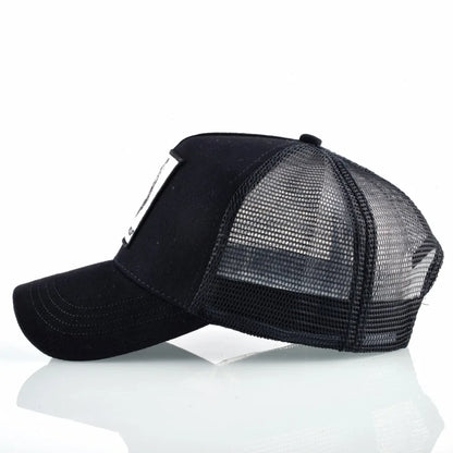 K Snapback Trucker Cap Men's Breathable Mesh Baseball Caps For Women Outdoor Casual Baseball Hat With Wolf Embroidery Patch