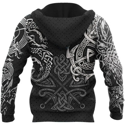 Modne kapucarske majice Fenrir Wolf And Dragon Tattoo 3D s potiskom po celotni površini, moška majica z zadrgo, unisex pulover, casual jakna DW0220