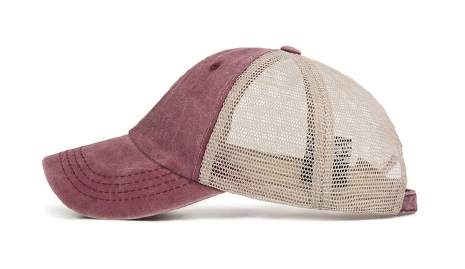 Casquette de baseball respirante en maille de coton délavée, style « old light board caps », pour hommes et femmes, idéale pour le printemps et l'été, modèle pour femmes