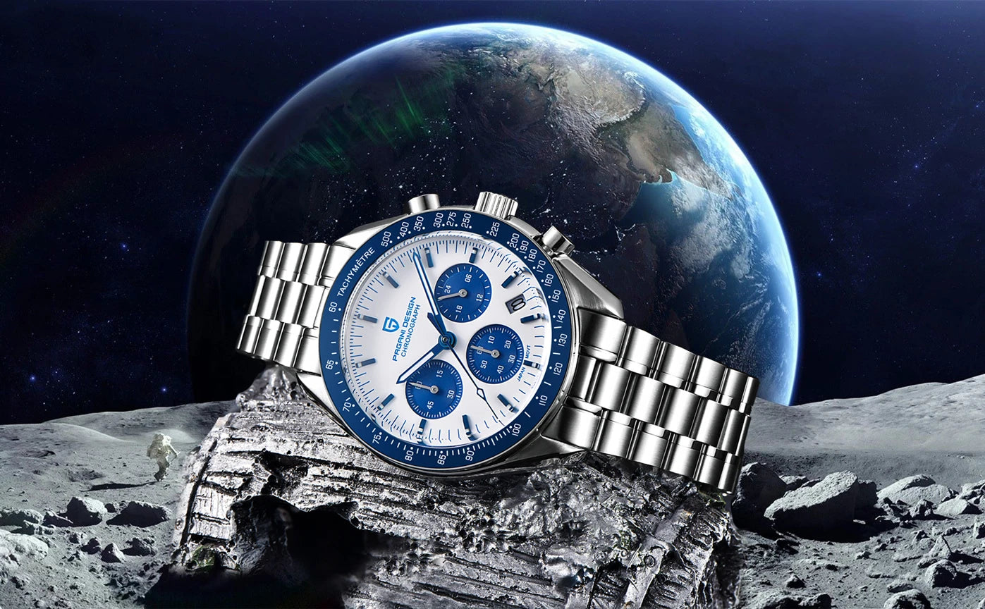 PAGANI DESIGN 2026 New Saturn Men's Watches Quartz Watch For Men Light Tan Sport Chronograph AR Sapphire Crystal Wrist Watch Men
