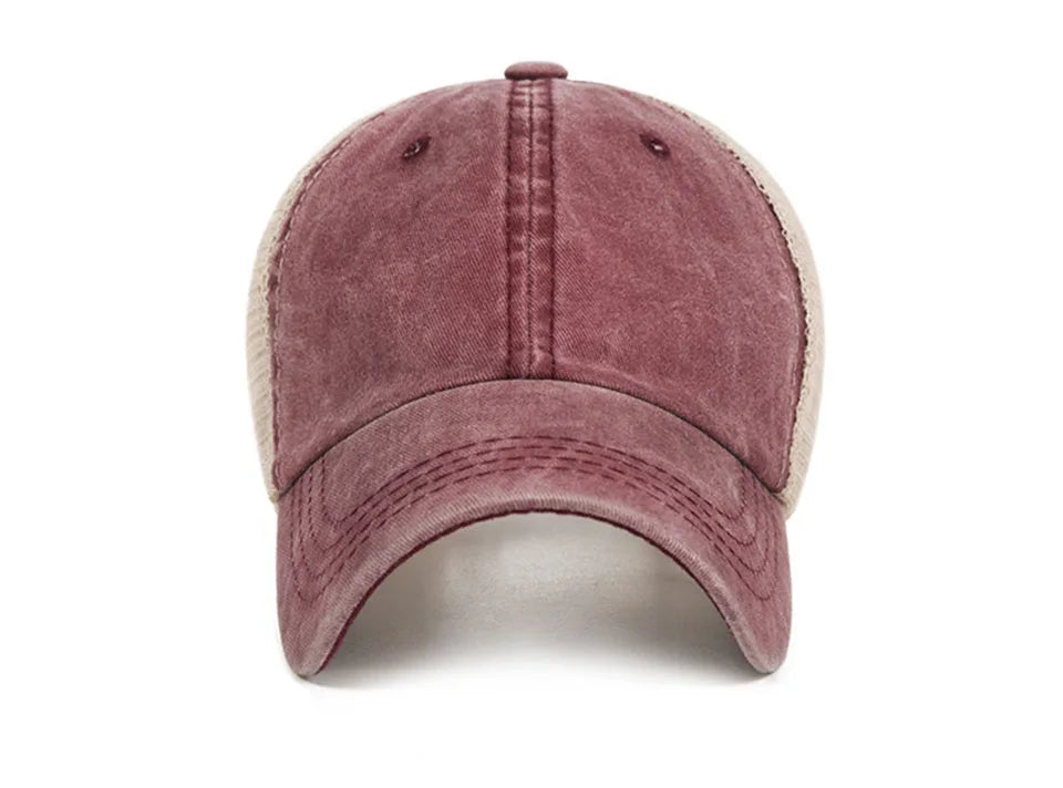 Casquette de baseball respirante en maille de coton délavée, style « old light board caps », pour hommes et femmes, idéale pour le printemps et l'été, modèle pour femmes