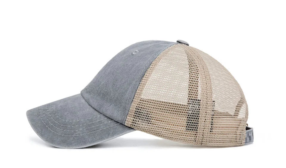 Casquette de baseball respirante en maille de coton délavée, style « old light board caps », pour hommes et femmes, idéale pour le printemps et l'été, modèle pour femmes