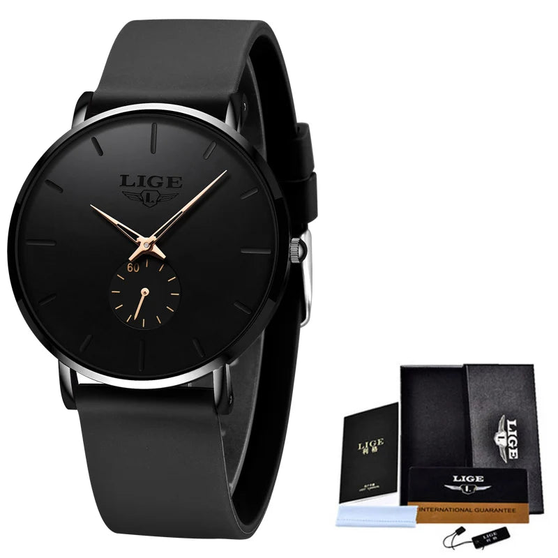 Relógio de homem LIGE – Estilo desportivo e moderno, marca de luxo, à prova de água, design minimalista e ultrafino, relógio de quartzo para homem.