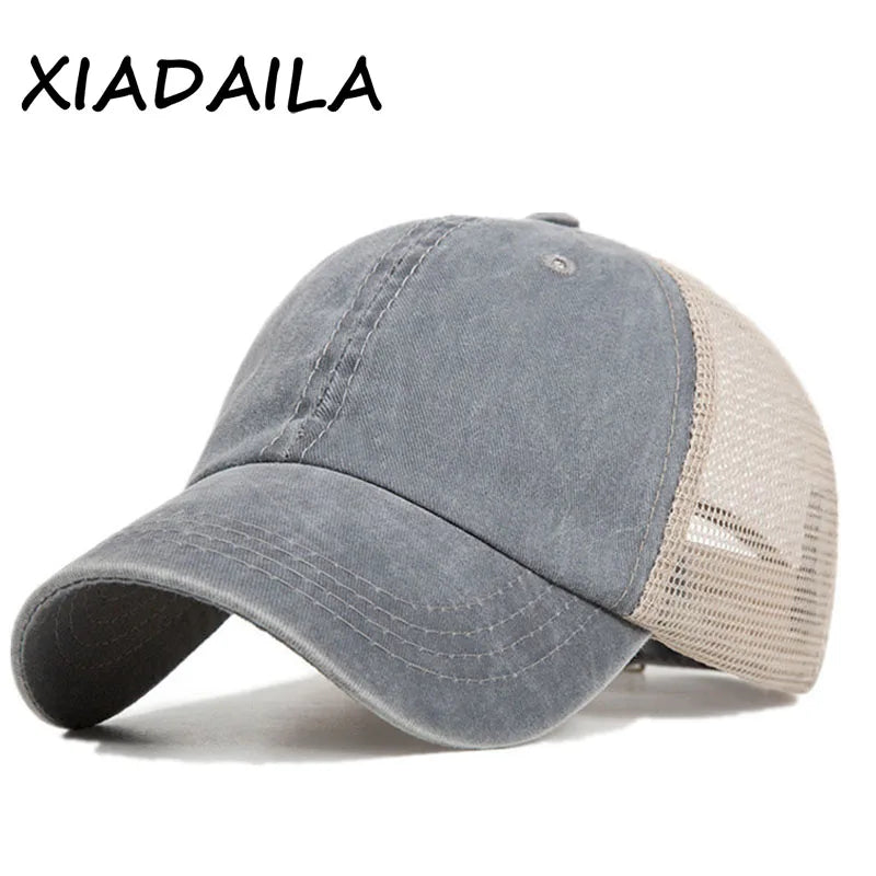 Casquette de baseball respirante en maille de coton délavée, style « old light board caps », pour hommes et femmes, idéale pour le printemps et l'été, modèle pour femmes