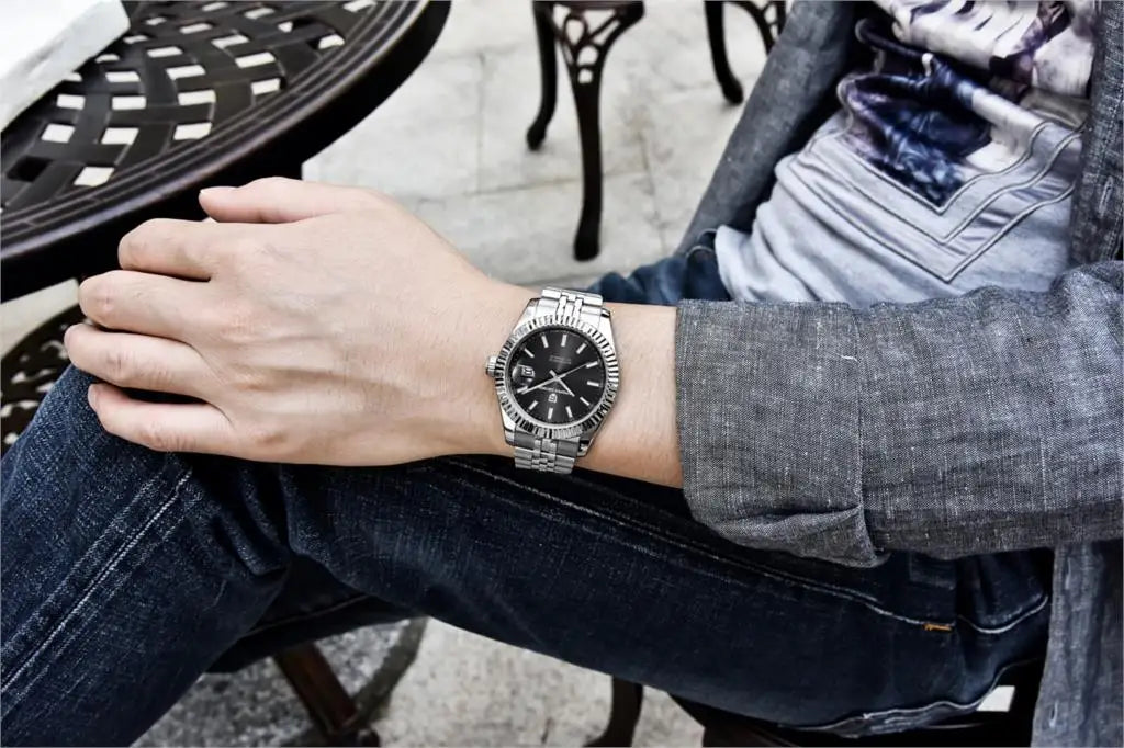 Relógio de pulso mecânico para homem PAGANI DESIGN PD1645 – Movimento 8215, vidro de safira, modelo de luxo em aço, resistente à água até 100 m