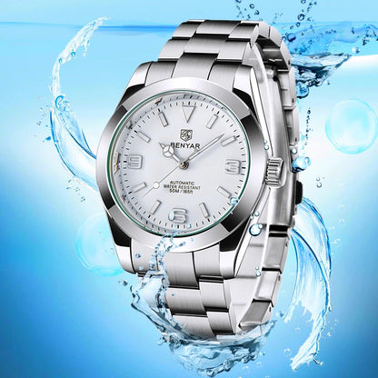 BENYAR Luxury Men Mechanical Wristwatches Stainless Steel Sports Men Automatic Watches 50ATM waterproof Clock