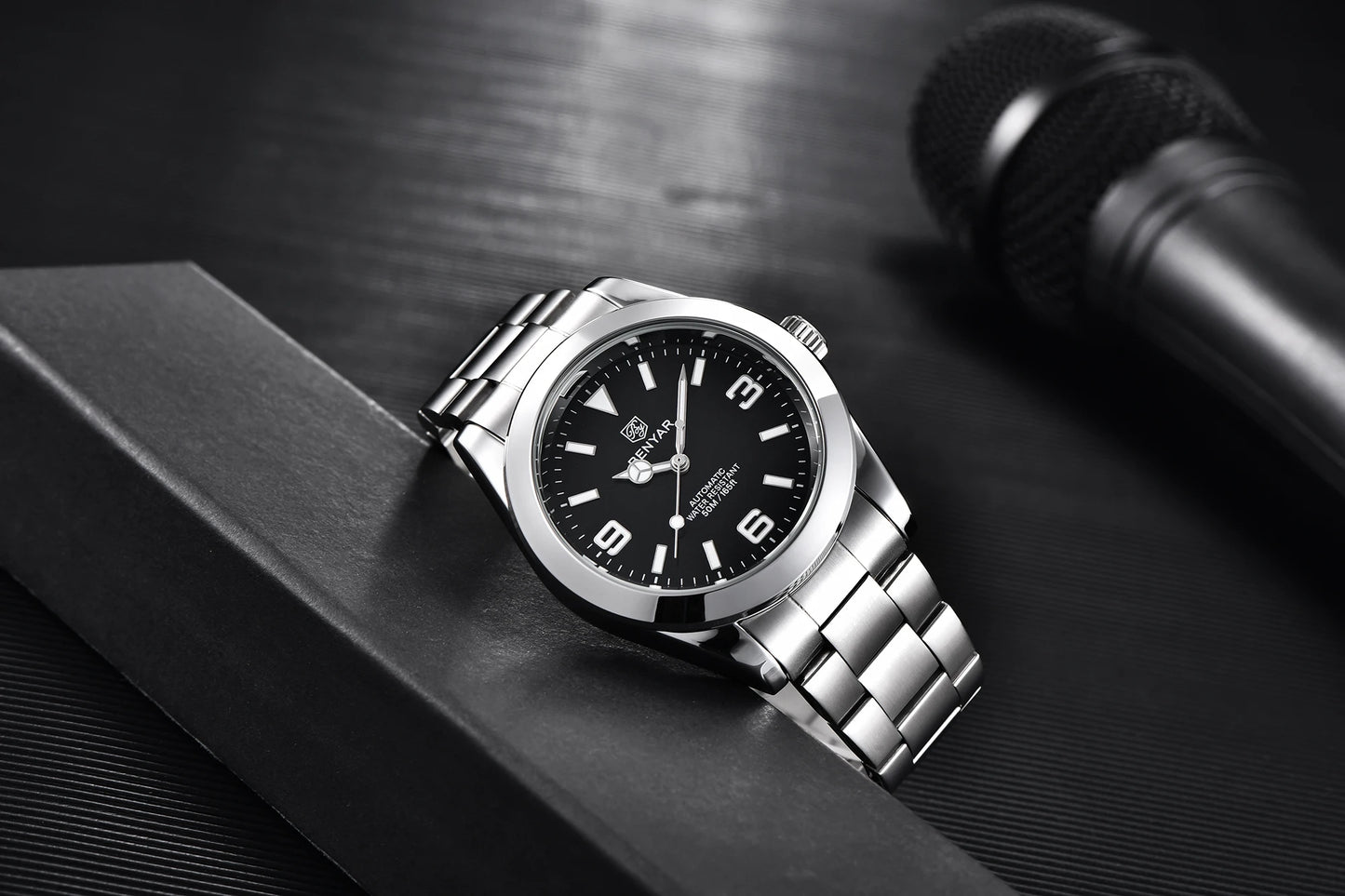 BENYAR Luxury Men Mechanical Wristwatches Stainless Steel Sports Men Automatic Watches 50ATM waterproof Clock