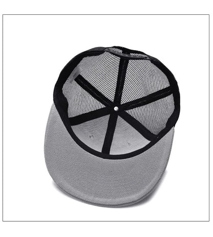 Adult Solid Color Flat Brim Mesh Snapback Cap Men Woman Hiphop Plain Baseball Hat  55-60cm