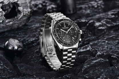 PAGANI DESIGN 2026 New Saturn Men's Watches Quartz Watch For Men Light Tan Sport Chronograph AR Sapphire Crystal Wrist Watch Men