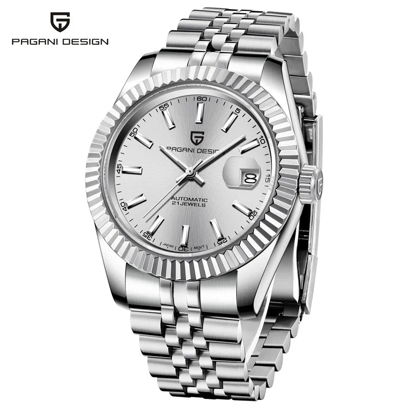 Relógio de pulso mecânico para homem PAGANI DESIGN PD1645 – Movimento 8215, vidro de safira, modelo de luxo em aço, resistente à água até 100 m