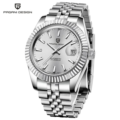 Relógio de pulso mecânico para homem PAGANI DESIGN PD1645 – Movimento 8215, vidro de safira, modelo de luxo em aço, resistente à água até 100 m