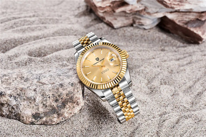 Relógio de pulso mecânico para homem PAGANI DESIGN PD1645 – Movimento 8215, vidro de safira, modelo de luxo em aço, resistente à água até 100 m