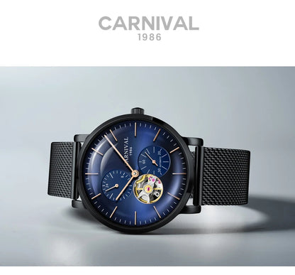 Механичен мъжки часовник „Carnival“ – луксозен автоматичен ръчен часовник със сапфирен стъкло