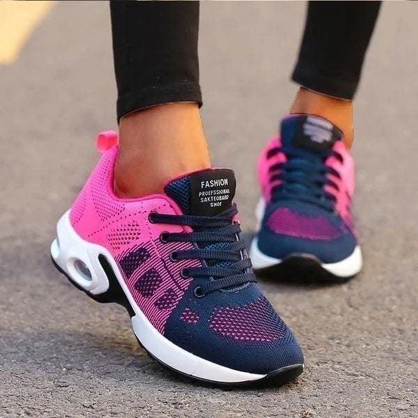 Sneakers da donna alla moda, leggere, scarpe da corsa, scarpe sportive per attività all’aperto, scarpe da corsa comode in rete traspirante, con cuscinetto d’aria e allacciatura con lacci