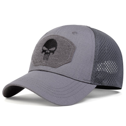 Unisex Skull Embroidered Baseball Caps Men Outdoor Breathable Mesh Tactics Mountaineering Peaked Hat Adjustable Snapback Caps