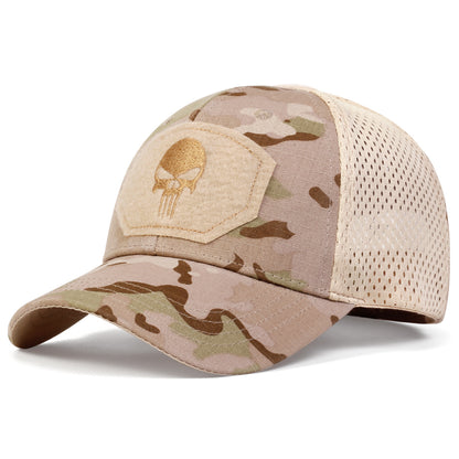 Unisex Skull Embroidered Baseball Caps Men Outdoor Breathable Mesh Tactics Mountaineering Peaked Hat Adjustable Snapback Caps