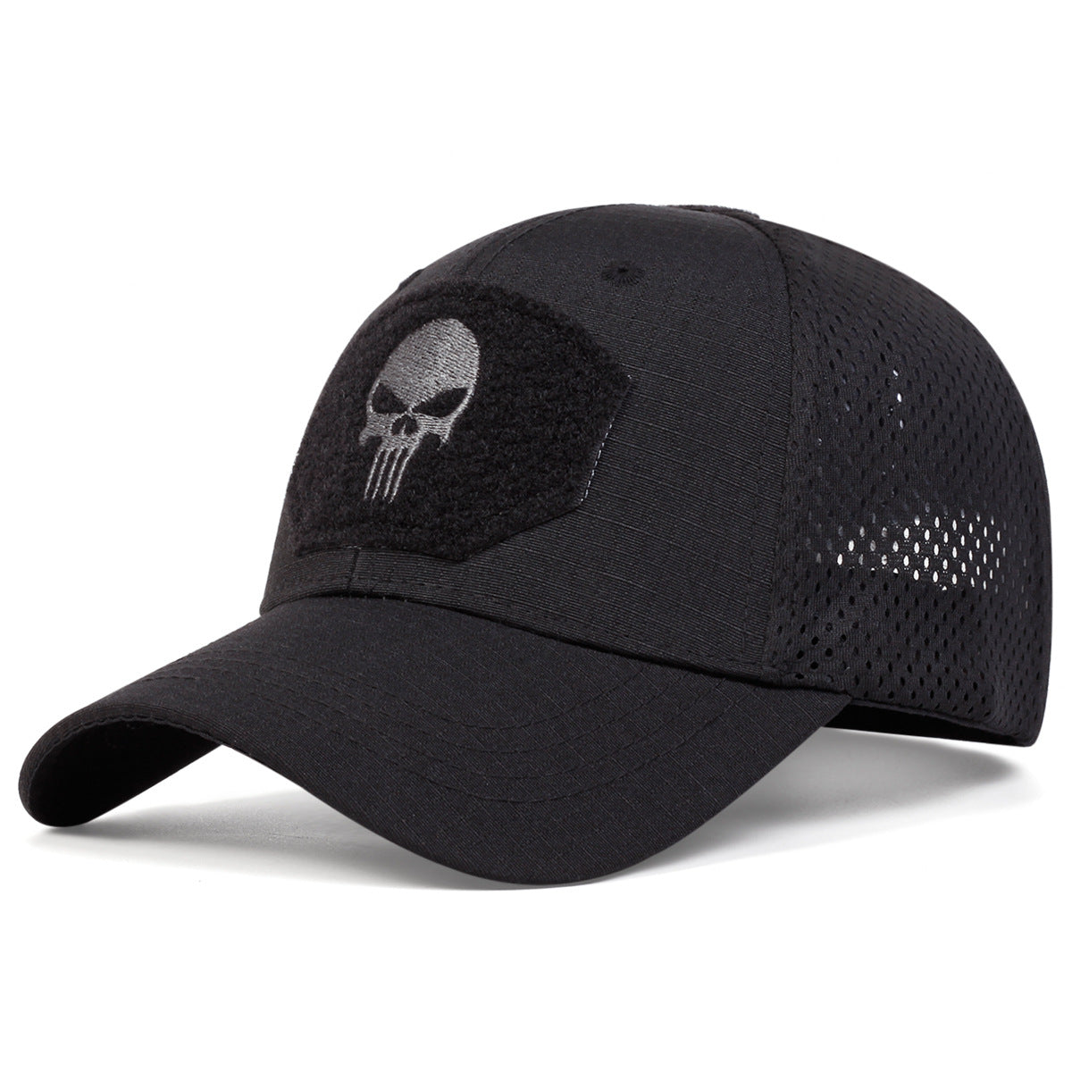 Unisex Skull Embroidered Baseball Caps Men Outdoor Breathable Mesh Tactics Mountaineering Peaked Hat Adjustable Snapback Caps