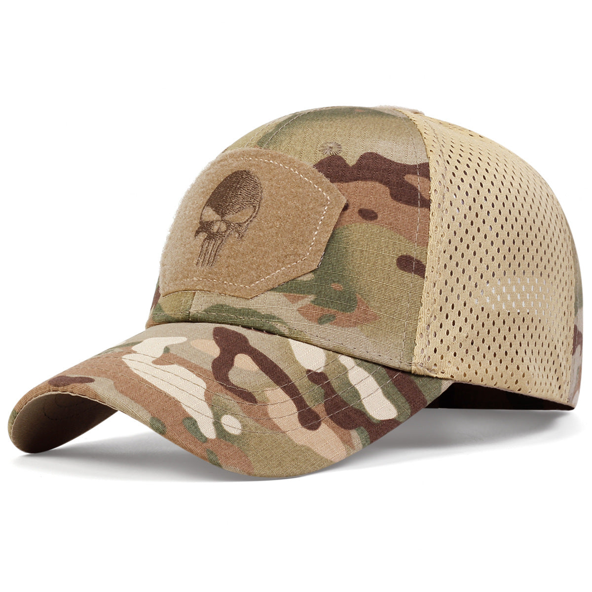 Unisex Skull Embroidered Baseball Caps Men Outdoor Breathable Mesh Tactics Mountaineering Peaked Hat Adjustable Snapback Caps