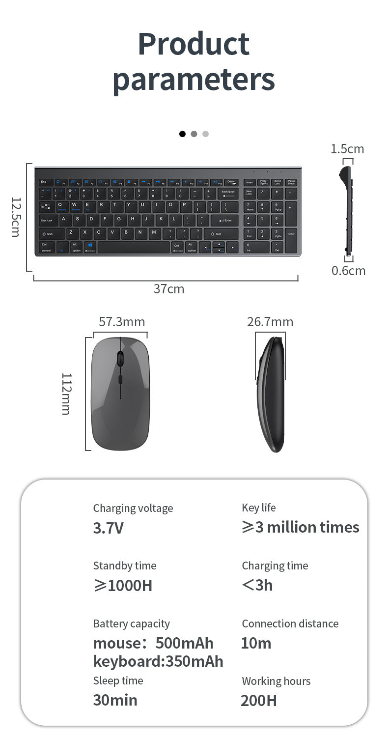 Wireless Keyboard Bluetooth 5.0&3.0&2.4G FN+1/2/3 Dual-Mode 350mAh Ultra Thin Keyboards for Laptop PC TV iPad Macbook Android