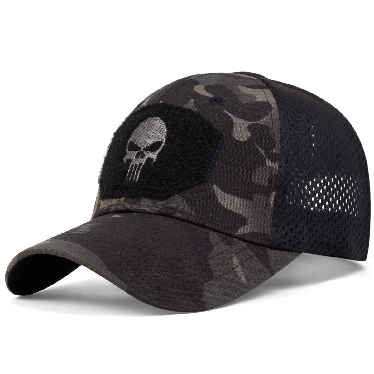 Unisex Skull Embroidered Baseball Caps Men Outdoor Breathable Mesh Tactics Mountaineering Peaked Hat Adjustable Snapback Caps