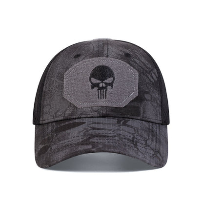 Unisex Skull Embroidered Baseball Caps Men Outdoor Breathable Mesh Tactics Mountaineering Peaked Hat Adjustable Snapback Caps
