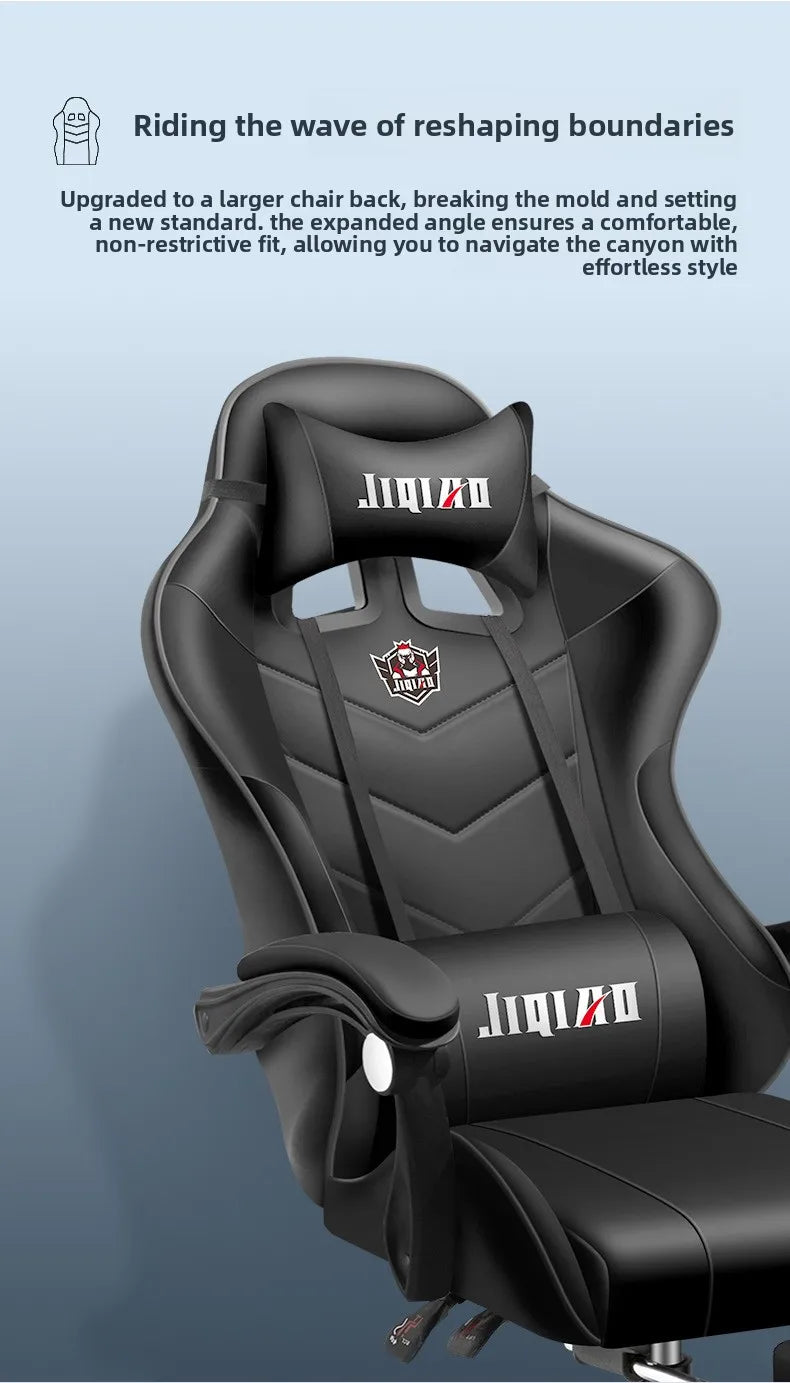 Comfortabele gamingstoel voor zittend gebruik, ergonomische gamestoel met verstelbare rugleuning, massagefunctie en draaibare zitting