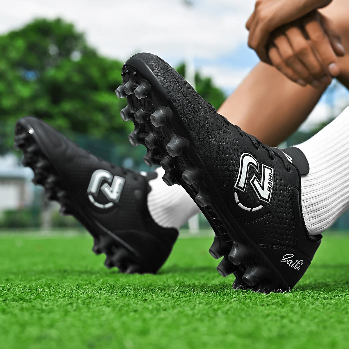 Chaussures de sport unisexes haute adhérence, tige en PU tissé, crampons TPU AG FG, contrôle de précision, antidérapantes, chaussures de sport pour hommes