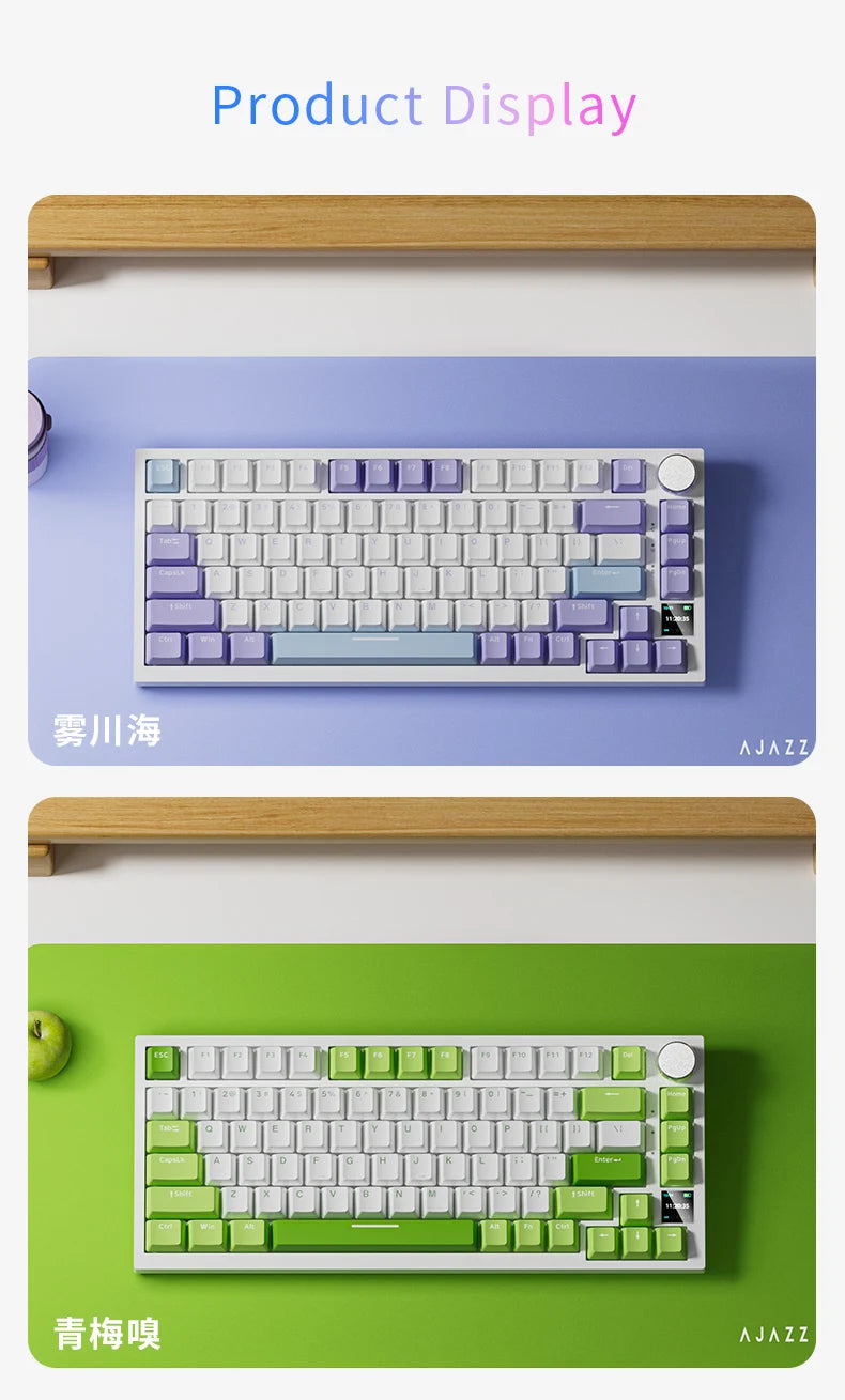 Teclado mecánico gaming AJAZZ AK820 Pro con cable e inalámbrico, switches intercambiables en caliente, retroiluminación RGB trimodo, diseño compacto 70%, PC/Mac
