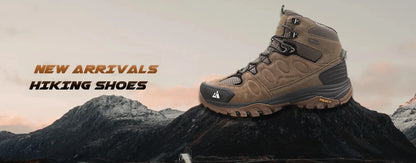 Botas de caminhada de cano alto HIKEUP para homem, calçado de inverno para exterior, com atacadores, antiderrapantes, desportivas casuais para trekking, impermeáveis, em camurça