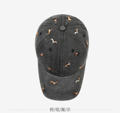 New puppy retro spring and autumn fashion washed Auteng soft top baseball cap, street worn new duckbill hat with embroidery