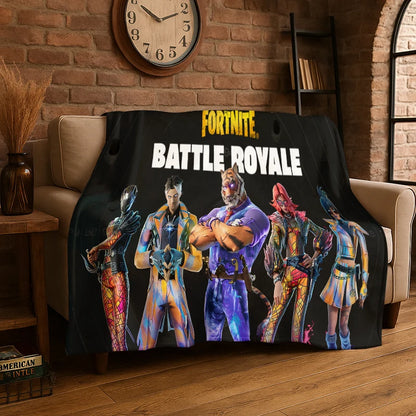 Cartoon F-Fortnite Game Gamer Flannel Blanket Soft Warm Throw Blanket for Bedroom Living Room Bed Travel Camping Picnic Gift