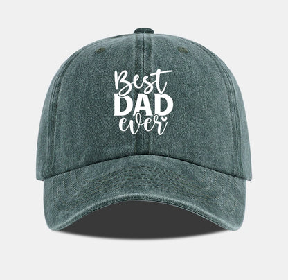 “Best DAD Ever” Printed Vintage Washed Baseball Cap – Adjustable, Casual, Men's Father's Day Gift, Dad Cap – Fishing & Hiking