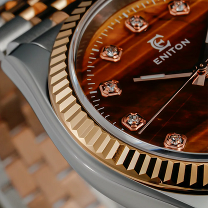 Eniton 36mm Men's Mechanical Watch with Stainless Steel Peacock Stone Tiger Eye Dial And NH35 Movement