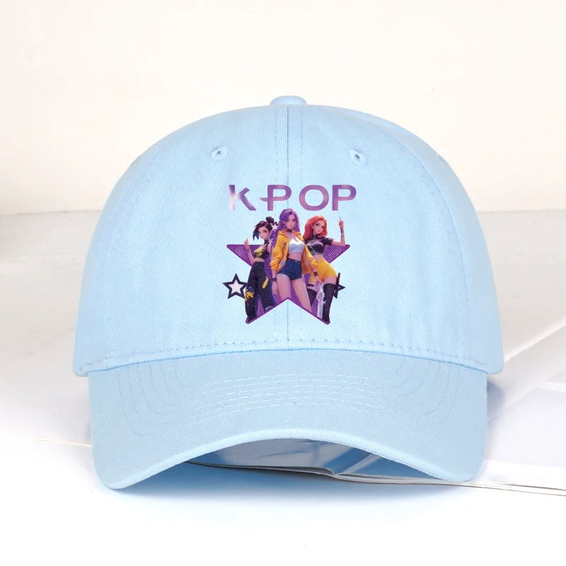 K-POP-baseballpet met print van cartoonmeisjesgroep - Unisex casual retro verstelbare ‘dad cap’ - Y2K-zonnepet