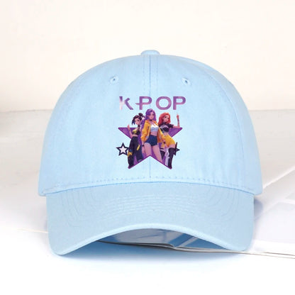 K-POP-baseballpet met print van cartoonmeisjesgroep - Unisex casual retro verstelbare ‘dad cap’ - Y2K-zonnepet