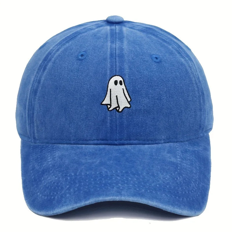Halloween Embroidered Baseball Hat with Cute Ghost Pattern Simple Style Suitable for Men and Women