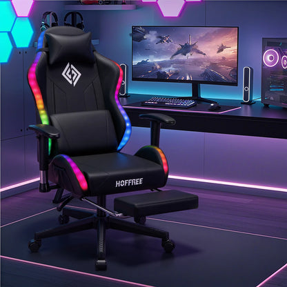 LED Gaming Chair for Children 8-15 Years, Adjustable Gamer Chair with LED Lighting, Footrest & Lumbar Support, Ergonomic PC Chai