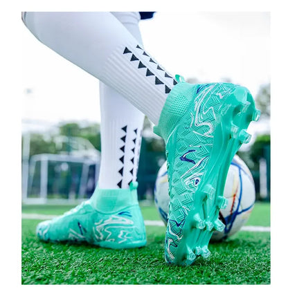 Chaussures de football élégantes à tige haute, design robuste avec crampons longs, résistantes à l'usure et antidérapantes pour l'entraînement sportif en extérieur