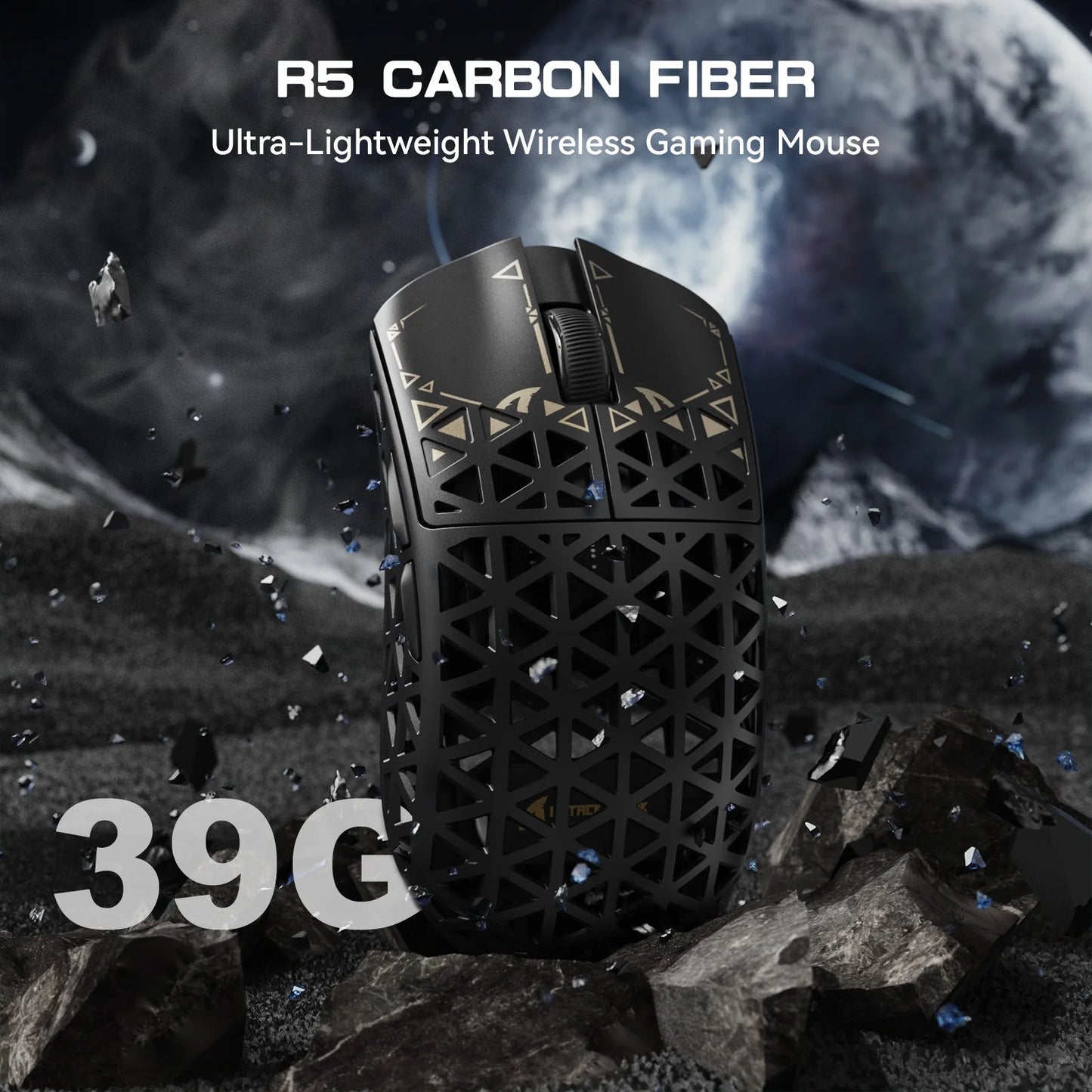 ATTACK SHARK R5 Ultra 8K karbonfiber vezeték nélküli gamer egér 42000 DPI-s PAW3950 MAX érzékelővel – 39g ultrakönnyű kivitel Win/Mac rendszerekhez