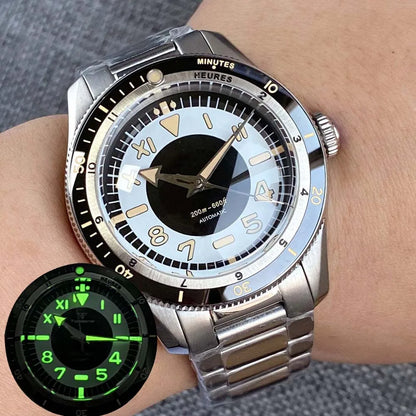 Tandorio Waterproof Watch Men Dome Sapphire Crystal Roman Numbers 120 Clicks Bezel NH35A/Miyota 8215 Movt Silicone Grey Dial