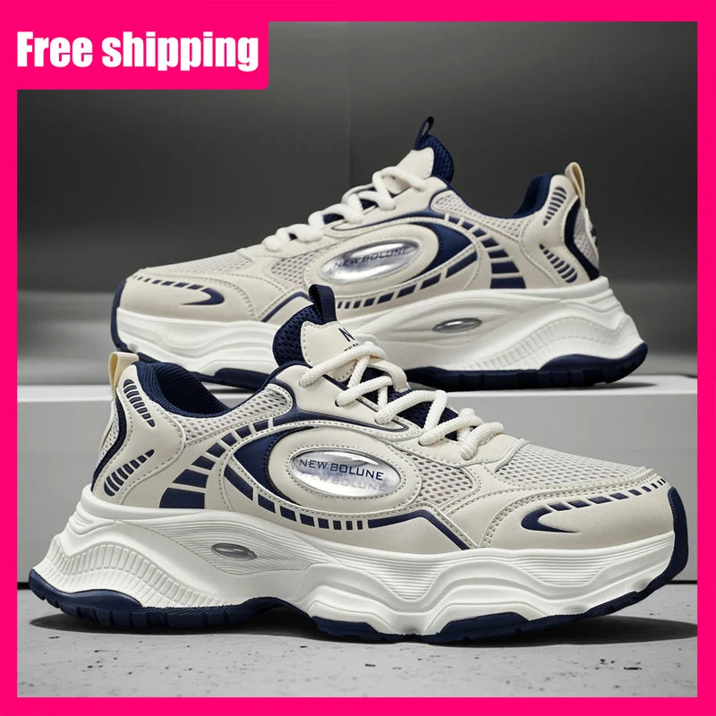 Herren-Sportschuhe – Neu, aus Mesh, atmungsaktiv, mit dicker Sohle, höhenverstellend, strapazierfähig, für den täglichen Weg zur Arbeit, vielseitig einsetzbare Freizeit-Sneaker