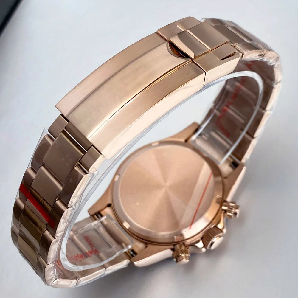 Luxury VK63 Men's Watch Quartz Movement Business Stop Watches 39mm Steel/Rose Gold Date Luminous Dial Fully Chronograph