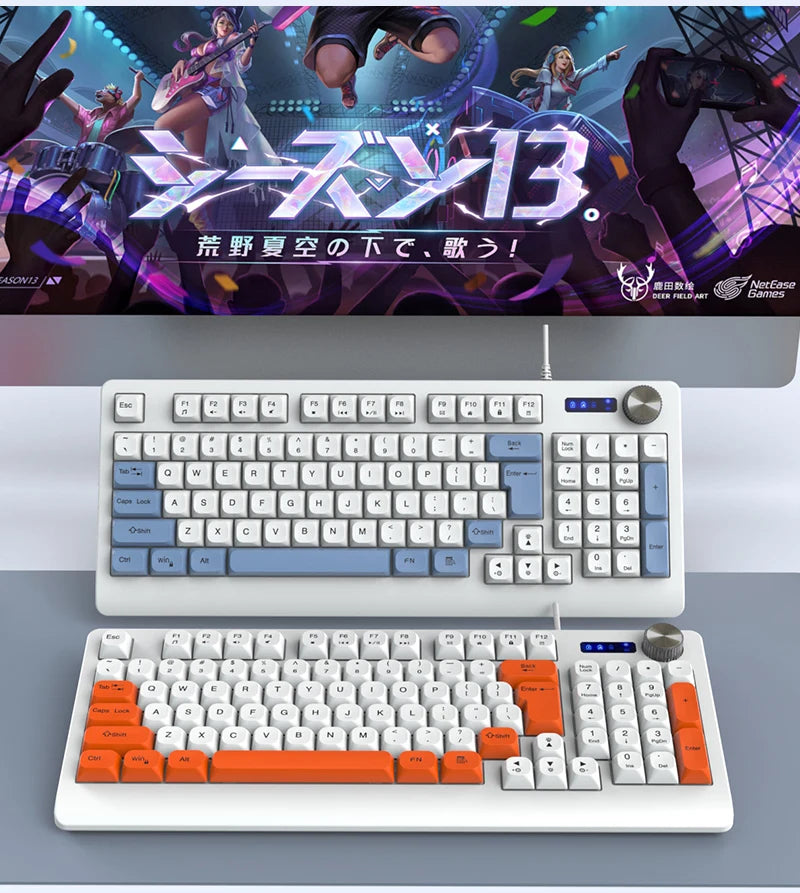 93 Keys Wired RGB Gaming Keyboard Two Tone PBT Ball Keycaps Mechanical Feeling Portable Keyboard for Laptop Office Gamer Typing