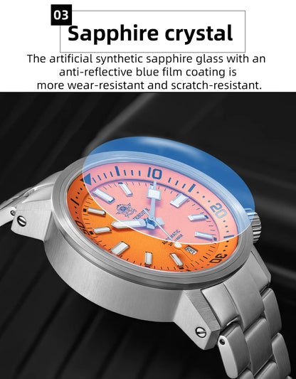 ADDIESDIVE New AD2541 Men Watch 200m Waterproof Sapphire Crystal BGW9 Luminous 316L Stainless Steel Automatic Mechanical Watch